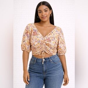 Floral Ruched Women's Crop Top